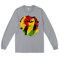 Heather Grey juneteenth fist Long Sleeve Tee - HRA Design Shop