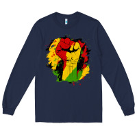 Navy juneteenth fist Long Sleeve Tee - HRA Design Shop