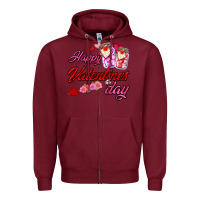 Burgundy happy valentines day Zipper Hoodie - AdoDesignShop