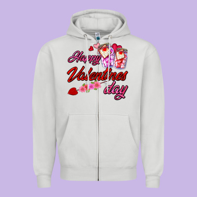 Happy Valentines Day Zipper Hoodie Designed By Adodesignshop