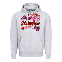 Heather Grey happy valentines day Zipper Hoodie - AdoDesignShop