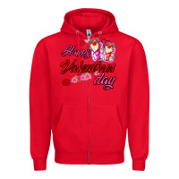 Red happy valentines day Zipper Hoodie - AdoDesignShop