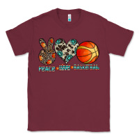 Burgundy peace love basketball Classic Tee - CowhideDigitalArt