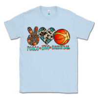 Dusty Blue peace love basketball Classic Tee - CowhideDigitalArt