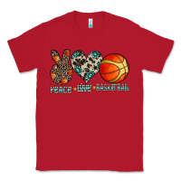 Red peace love basketball Classic Tee - CowhideDigitalArt