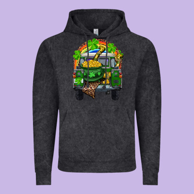 Vintage Hoodie St Patrick's Day Truck With Pot Of Gold Horseshoe And Rainbow