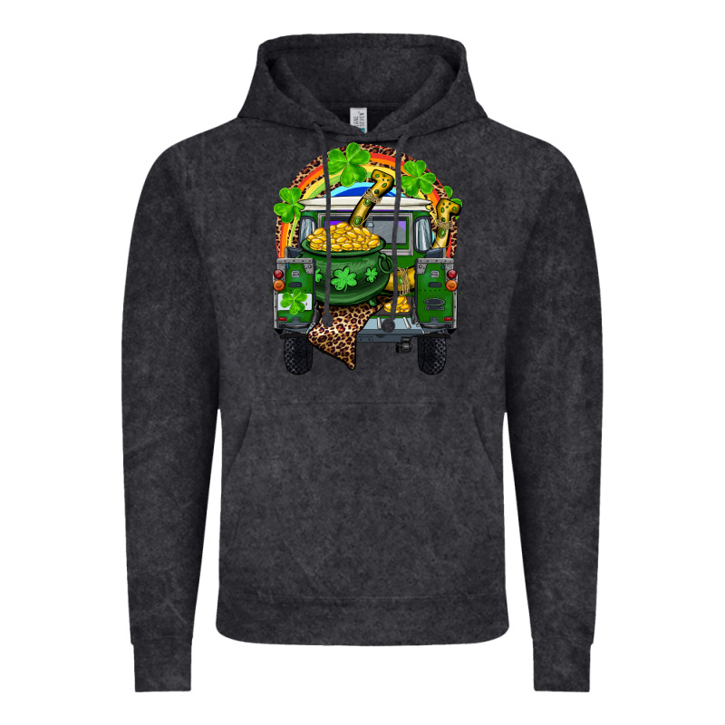 St Patrick's Day Truck With Pot Of Gold Horseshoe And Rainbow Vintage Hoodie by RanaPortraitStore | Teevron