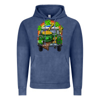 Vintage Denim St Patrick's Day Truck With Pot Of Gold Horseshoe And Rainbow Vintage Hoodie - RanaPortraitStore