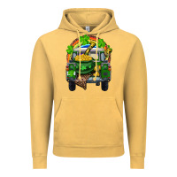 Vintage Mustard St Patrick's Day Truck With Pot Of Gold Horseshoe And Rainbow Vintage Hoodie - RanaPortraitStore
