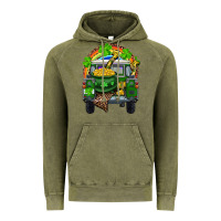 Vintage Olive St Patrick's Day Truck With Pot Of Gold Horseshoe And Rainbow Vintage Hoodie - RanaPortraitStore