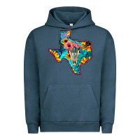 Pigment Midnight Navy Western Sunflower, Rose, Gemstsone, Turquoise Bull Skull Urban Hoodie - Bettercallsaul
