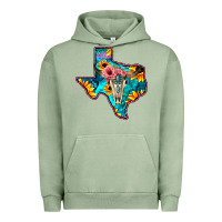 Pigment Oil Green Western Sunflower, Rose, Gemstsone, Turquoise Bull Skull Urban Hoodie - Bettercallsaul
