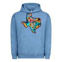 Pigment Pebble Blue Western Sunflower, Rose, Gemstsone, Turquoise Bull Skull Urban Hoodie - Bettercallsaul