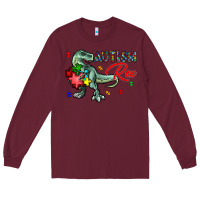 Burgundy autism rex Long Sleeve Tee - CowhideDigitalArt