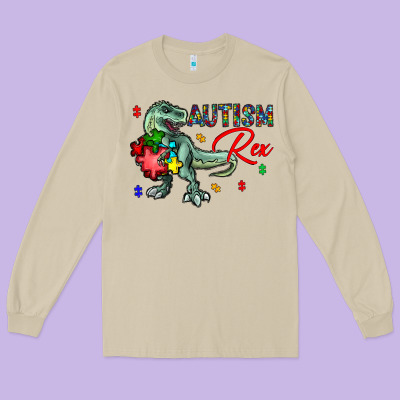 Autism Rex Long Sleeve Tee Designed By Cowhidedigitalart