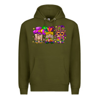 Army Green Mardi Gras Gnomies Cakes Flowers And Balloon Premium Hoodie - BundleAndBundleShop