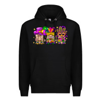 Black Mardi Gras Gnomies Cakes Flowers And Balloon Premium Hoodie - BundleAndBundleShop