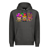 Charcoal Heather Mardi Gras Gnomies Cakes Flowers And Balloon Premium Hoodie - BundleAndBundleShop
