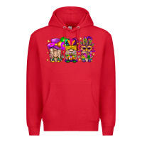 Red Mardi Gras Gnomies Cakes Flowers And Balloon Premium Hoodie - BundleAndBundleShop