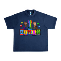 Navy we are all human Urban Heavy Tee - Zillion Design Studio