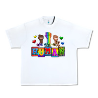 White we are all human Urban Heavy Tee - Zillion Design Studio
