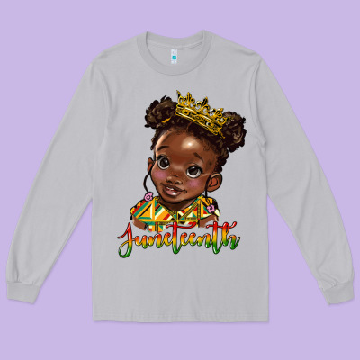 Juneteenth Black Girl Long Sleeve Tee Designed By Hra Design Shop