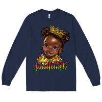 Navy juneteenth black girl Long Sleeve Tee - HRA Design Shop