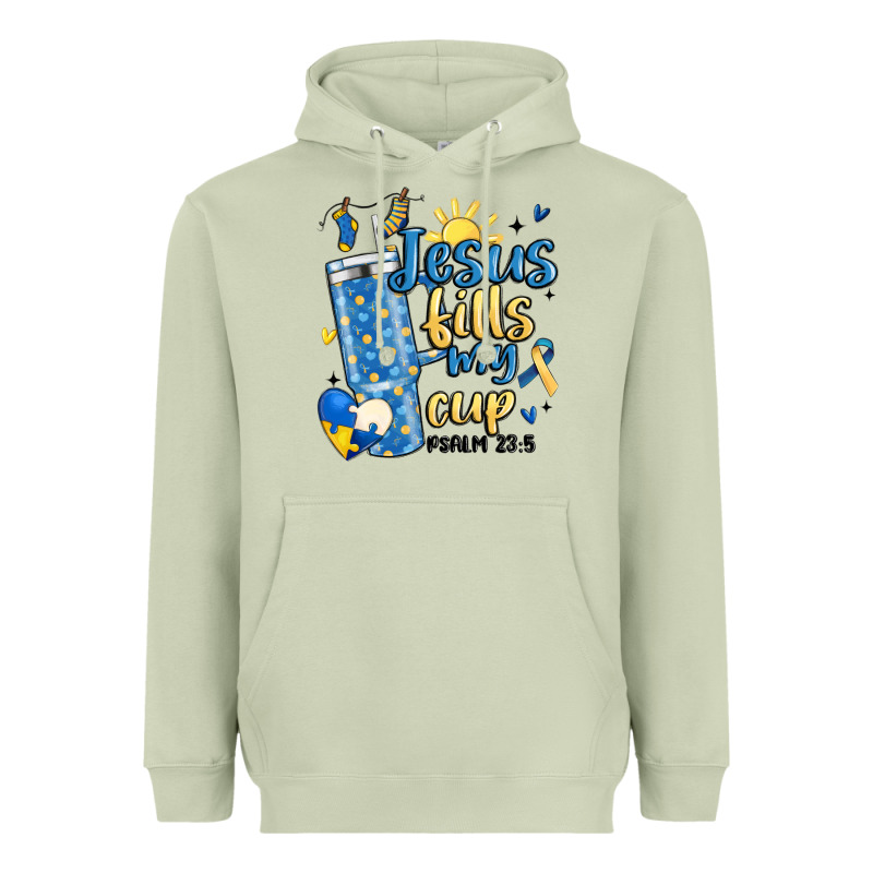 Down Syndrome Jesus Fills My Cup Heavyweight Hoodie by MaliasSmallBusiness | Teevron