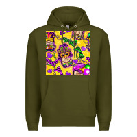 Army Green Mardi gras gnomies seamless pattern Premium Hoodie - BundleAndBundleShop