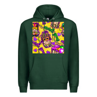 Sports Green Mardi gras gnomies seamless pattern Premium Hoodie - BundleAndBundleShop