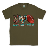 Army Green peace love football Classic Tee - CowhideDigitalArt