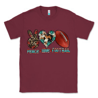 Burgundy peace love football Classic Tee - CowhideDigitalArt