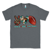 Charcoal Heather peace love football Classic Tee - CowhideDigitalArt