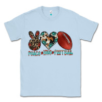 Dusty Blue peace love football Classic Tee - CowhideDigitalArt