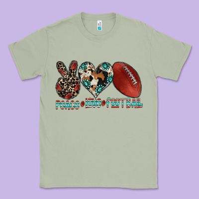 Peace Love Football Classic Tee Designed By Cowhidedigitalart