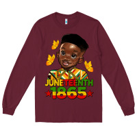Burgundy juneteenth 1865 black boy Long Sleeve Tee - HRA Design Shop