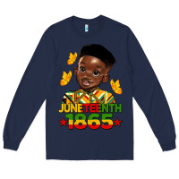 Navy juneteenth 1865 black boy Long Sleeve Tee - HRA Design Shop