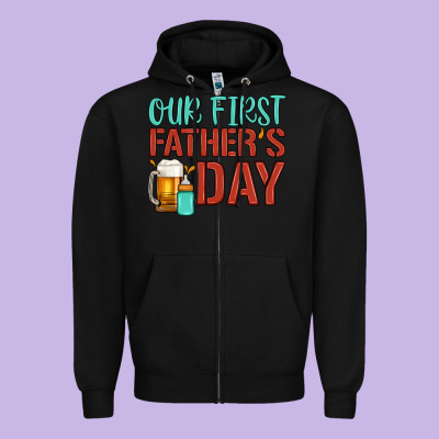 Our First Father's Day Zipper Hoodie Designed By Artiststas