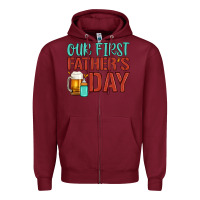 Burgundy our first father's day Zipper Hoodie - Artiststas