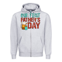Heather Grey our first father's day Zipper Hoodie - Artiststas