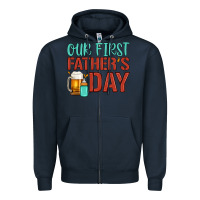 Navy our first father's day Zipper Hoodie - Artiststas