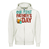 Oatmeal Heather our first father's day Zipper Hoodie - Artiststas