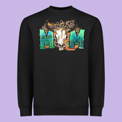 Heavyweight Sweatshirt mom with bull skull