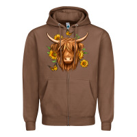 Chestnut sunflowers long haired cow Zipper Hoodie - Jasminsmagicworld