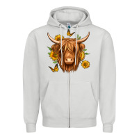 Dove Grey sunflowers long haired cow Zipper Hoodie - Jasminsmagicworld