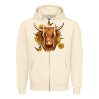 Sandshell sunflowers long haired cow Zipper Hoodie - Jasminsmagicworld