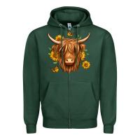Sports Green sunflowers long haired cow Zipper Hoodie - Jasminsmagicworld