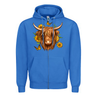 True Royal sunflowers long haired cow Zipper Hoodie - Jasminsmagicworld