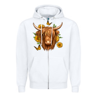 White sunflowers long haired cow Zipper Hoodie - Jasminsmagicworld