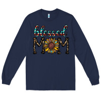 Navy blessed mom Long Sleeve Tee - CowhideDigitalArt